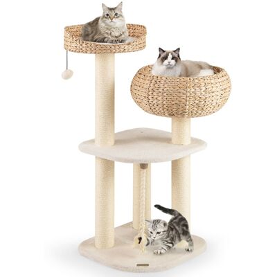 Gymax - 41'' Hand-Made Cat Tree Tower Natural Bowl Shaped w/ 2 Perch - GYM17762 Gymax - 41'' Hand-Made Cat Tree Tower Natural Bowl Shaped w/ 2 Perch - GYM17762