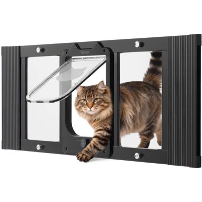 VEVOR - Cat Door for Window, Adjustable to Fit Window Width 31"-36", 4 Secure Lock Modes, Aluminum Frame and High-Transparency VEVOR - Cat Door for Window, Adjustable to Fit Window Width 31"-36", 4 Secure Lock Modes, Aluminum Frame and High-Transparency