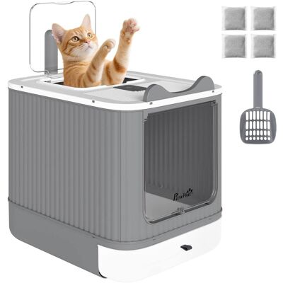Pawhut - Litter Box with Lid, Enclosed Litter Box for Medium Cats, Front-Entry and Top-Exit, Scoop - White Pawhut - Litter Box with Lid, Enclosed Litter Box for Medium Cats, Front-Entry and Top-Exit, Scoop - White