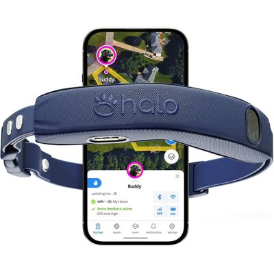 Halo - Collar 5, New Wireless Dog Fence & GPS Dog Collar, Subscription Required, Waterproof, One Size (5 colors) - Midnight Blue Halo - Collar 5, New Wireless Dog Fence & GPS Dog Collar, Subscription Required, Waterproof, One Size (5 colors) - Midnight Blue