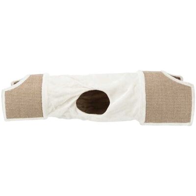 TRIXIE - Sisal & Plush 1-Level Cat Condos with Scratching Surface, Tunnel & Cat Toy - Cream TRIXIE - Sisal & Plush 1-Level Cat Condos with Scratching Surface, Tunnel & Cat Toy - Cream