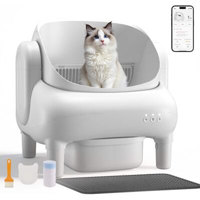 CloudRest Pro - Self Cleaning Litter Box Ultra-Quiet Open Top Cat Automatic Litter Box APP Control - White CloudRest Pro - Self Cleaning Litter Box Ultra-Quiet Open Top Cat Automatic Litter Box APP Control - White