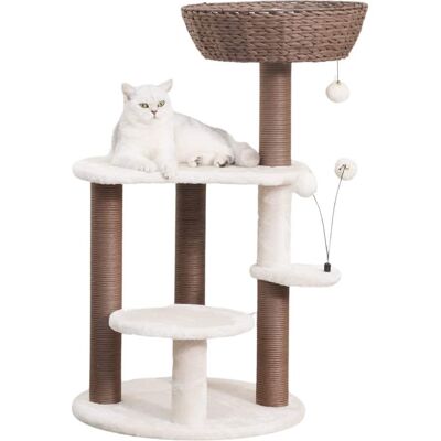 PetPals - Group Quartz Handwoven Eco-Friendly Cat Tree, Paper Rope Scratching Posts, 36" - White PetPals - Group Quartz Handwoven Eco-Friendly Cat Tree, Paper Rope Scratching Posts, 36" - White