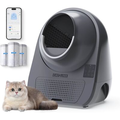 CatLink - Pro-X Self-Cleaning Litter Box, Multiple Cats, Pinch-Free, Smart Sensors, Odor Control, App, 3.5–22 lbs Capacity - Gray CatLink - Pro-X Self-Cleaning Litter Box, Multiple Cats, Pinch-Free, Smart Sensors, Odor Control, App, 3.5–22 lbs Capacity - Gray