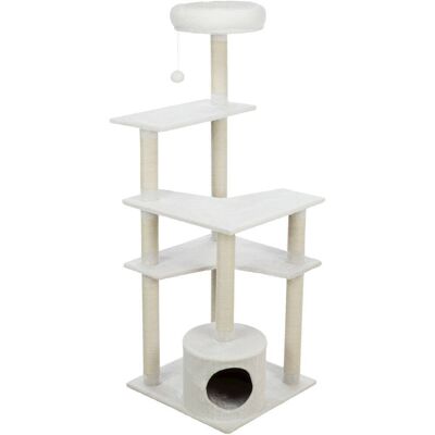 TRIXIE - Seli Plush 4-Level Cat Tree with Sisal Scratching Posts, Condo & Cat Toy - Cream TRIXIE - Seli Plush 4-Level Cat Tree with Sisal Scratching Posts, Condo & Cat Toy - Cream