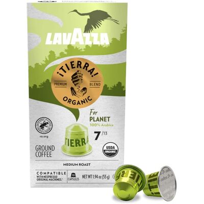 Lavazza - ¡Tierra! for Planet Aluminum Capsules, Compatible with Nespresso* Original Machines, Medium Roast, 30 Ct Lavazza - ¡Tierra! for Planet Aluminum Capsules, Compatible with Nespresso* Original Machines, Medium Roast, 30 Ct