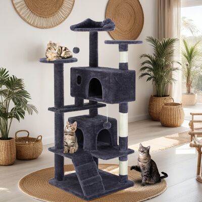 Bestier - 54-Inch Multi-Level Cat Tree with Scratching Posts and Dangling Jingle Ball, Plush Cat Climbing Tower for Indoor Cats - Dark Blue Bestier - 54-Inch Multi-Level Cat Tree with Scratching Posts and Dangling Jingle Ball, Plush Cat Climbing Tower for Indoor Cats - Dark Blue