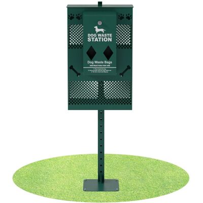 Emma + Oliver - Kirk Compact Dog Waste Station with Rectangular Lidded Trash Can and Locking Waste Bag Dispenser - Green Emma + Oliver - Kirk Compact Dog Waste Station with Rectangular Lidded Trash Can and Locking Waste Bag Dispenser - Green