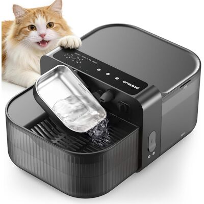 Oneisall - 3.5L/118oz Wireless Filterless Cat Water Fountain Separate Clean and Dirty Water Pet Fountain with Stainless Steel Bowl - Black Oneisall - 3.5L/118oz Wireless Filterless Cat Water Fountain Separate Clean and Dirty Water Pet Fountain with Stainless Steel Bowl - Black