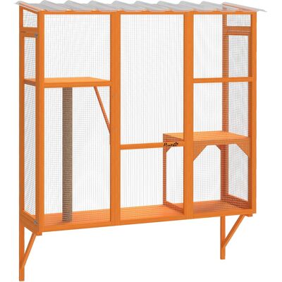 Pawhut - Outdoor, Window Catio for 2-3 Large Indoor Cats w/ 2 Jumping Platforms, Scratching Post - Orange Pawhut - Outdoor, Window Catio for 2-3 Large Indoor Cats w/ 2 Jumping Platforms, Scratching Post - Orange