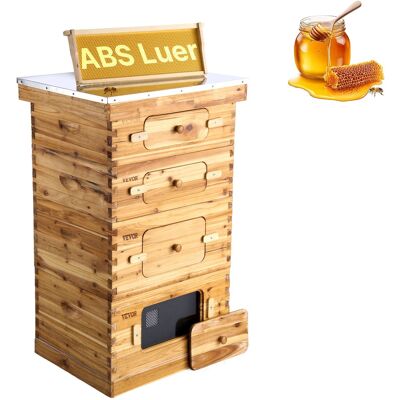 VEVOR - Bee Hive 40 Frame Bee Hives Starter Kit, Beeswax Coated Fir Wood, 2 Deep + 2 Medium Bee Boxes Langstroth Beehive Kit - Wood color VEVOR - Bee Hive 40 Frame Bee Hives Starter Kit, Beeswax Coated Fir Wood, 2 Deep + 2 Medium Bee Boxes Langstroth Beehive Kit - Wood color