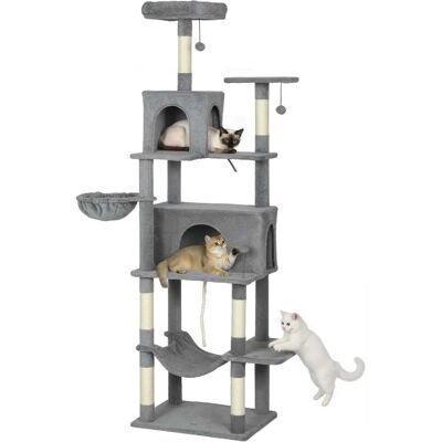 Pawhut - Flower Cat Tree, 74" Large Cat Tower w/Metal Frame Hammock, Scratcher Ramp, 3 Sisal Posts, 2 Condos, Dangling Toy Ball - Dark Gray Pawhut - Flower Cat Tree, 74" Large Cat Tower w/Metal Frame Hammock, Scratcher Ramp, 3 Sisal Posts, 2 Condos, Dangling Toy Ball - Dark Gray