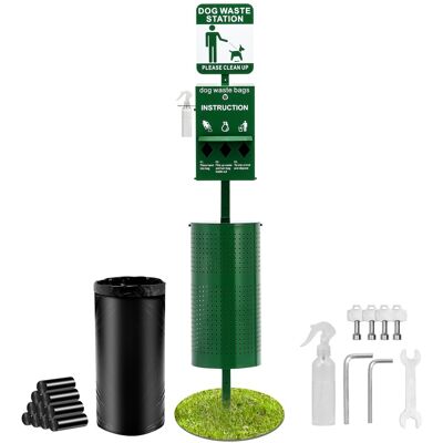 VEVOR - Dog Waste Station with Hand Wash Bottle, Commercial Dog Poop Station, 11.5 Gallons Pet Waste Bin with 50 Can Liners - Green VEVOR - Dog Waste Station with Hand Wash Bottle, Commercial Dog Poop Station, 11.5 Gallons Pet Waste Bin with 50 Can Liners - Green