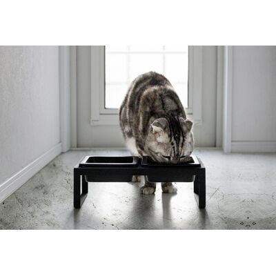 Yamazaki Home - Pet Food Bowl - Tall - Steel + Ceramic - Black Yamazaki Home - Pet Food Bowl - Tall - Steel + Ceramic - Black