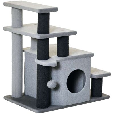 Pawhut - Pet Stairs, Adjustable 3/4 Step, Cat Scratching Post, Condo, Toy Ball, Bed, Sofa Indoor Small Cats/Kittens - Gray Pawhut - Pet Stairs, Adjustable 3/4 Step, Cat Scratching Post, Condo, Toy Ball, Bed, Sofa Indoor Small Cats/Kittens - Gray