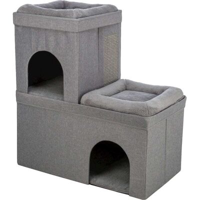 TRIXIE - Crazy Cube Stackable Cat Condo with Sisal Scratching Surface, Cozy Hideaway - Gray TRIXIE - Crazy Cube Stackable Cat Condo with Sisal Scratching Surface, Cozy Hideaway - Gray