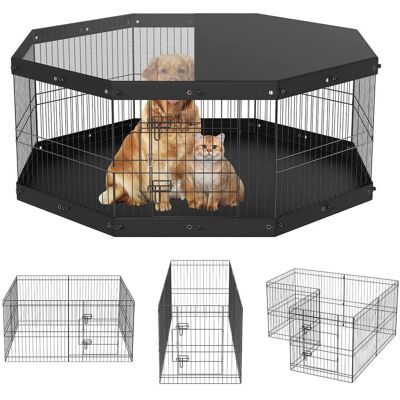 VEVOR - Dog Playpen, 8 Panels Foldable Metal Dog Exercise Pen with Top Cover and Bottom Pad, 24" H Pet Fence Puppy Crate Kennel VEVOR - Dog Playpen, 8 Panels Foldable Metal Dog Exercise Pen with Top Cover and Bottom Pad, 24" H Pet Fence Puppy Crate Kennel
