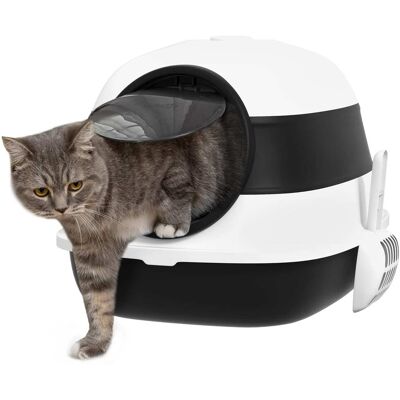 Pawhut - Cat Litter Box, Covered Litter Box w/ High Sides, Air Freshener, Large Two-Way Entrance Kitty Litter Box - Black Pawhut - Cat Litter Box, Covered Litter Box w/ High Sides, Air Freshener, Large Two-Way Entrance Kitty Litter Box - Black