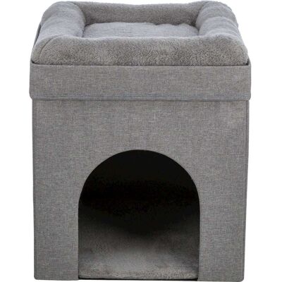 TRIXIE - Crazy Cube Stackable 1-Story Indoor Cat Condo, Cat House with Scratching Pad - Gray TRIXIE - Crazy Cube Stackable 1-Story Indoor Cat Condo, Cat House with Scratching Pad - Gray