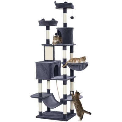 Pawhut - Cat Tree w/ Cat Scratching Posts, Scratching Board, Condos, Beds, Hammocks, Toy Balls - Dark Gray Pawhut - Cat Tree w/ Cat Scratching Posts, Scratching Board, Condos, Beds, Hammocks, Toy Balls - Dark Gray