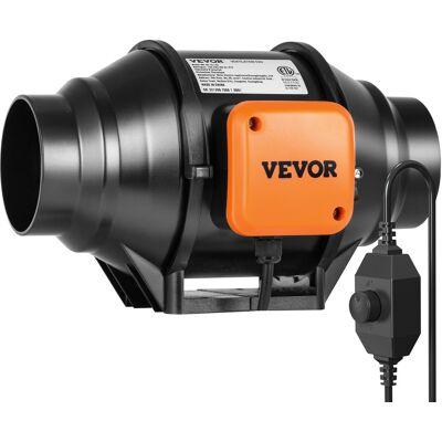 VEVOR - Inline Duct Fan,4-Inch 200 CFM with Variable Speed Controller,Quiet AC-motor Ventilation Exhaust Fan for Cooling Booster - Black VEVOR - Inline Duct Fan,4-Inch 200 CFM with Variable Speed Controller,Quiet AC-motor Ventilation Exhaust Fan for Cooling Booster - Black