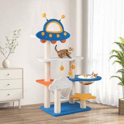 Gymax - 49'' Tall Cat Tree w/ UFO Top Perch Space Capsule Sisal Scratching Posts Cloud Gymax - 49'' Tall Cat Tree w/ UFO Top Perch Space Capsule Sisal Scratching Posts Cloud