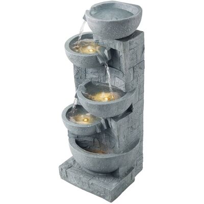 VEVOR - 31.5-Inch Outdoor Water Fountain with LED Light, 5-Tier Cascading Bowl Design, Floor-Standing Waterfall Feature - Gray VEVOR - 31.5-Inch Outdoor Water Fountain with LED Light, 5-Tier Cascading Bowl Design, Floor-Standing Waterfall Feature - Gray