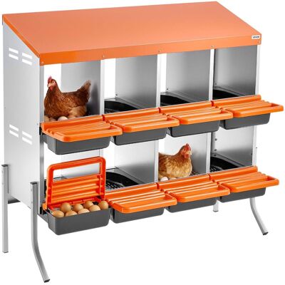 VEVOR - Chicken Nesting Boxes, 8 Compartments, with Support Legs,Easy Egg Collection, Galvanized Steel and High-Strength Plastic - Orange + black + silver VEVOR - Chicken Nesting Boxes, 8 Compartments, with Support Legs,Easy Egg Collection, Galvanized Steel and High-Strength Plastic - Orange + black + silver