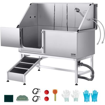 VEVOR - Stainless Steel Dog Washing Station, 62 inch Pet Grooming Tub w/ Ramp, PE Water Filter Board, Faucet & Showerhead VEVOR - Stainless Steel Dog Washing Station, 62 inch Pet Grooming Tub w/ Ramp, PE Water Filter Board, Faucet & Showerhead
