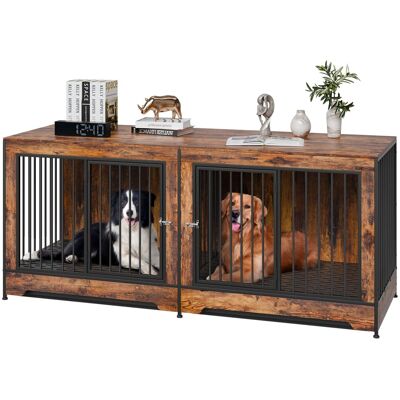 VEVOR - 75" Dog Crate Furniture for 2 Dogs, Extra Large Double Dog Crate Furniture Large Breed with Divider & Double Doors VEVOR - 75" Dog Crate Furniture for 2 Dogs, Extra Large Double Dog Crate Furniture Large Breed with Divider & Double Doors