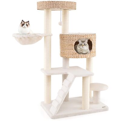 Gymax - Modern Cat Tower w/ Cattail Fluff Condo & Top Perch Sisal Scratching Posts - GYM14848 Gymax - Modern Cat Tower w/ Cattail Fluff Condo & Top Perch Sisal Scratching Posts - GYM14848