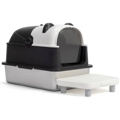 Winado - 23in Cat Litter Box Panda Shape with Plastic Foot Pad,Shovel,PP Snap-on for Indoor - Black & White Winado - 23in Cat Litter Box Panda Shape with Plastic Foot Pad,Shovel,PP Snap-on for Indoor - Black & White