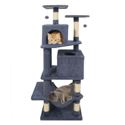 Gymax - 57'' Cat Tree for Indoor Cats w/Dual Condos Hammock Sisal Scratching Posts Grey - Gray Gymax - 57'' Cat Tree for Indoor Cats w/Dual Condos Hammock Sisal Scratching Posts Grey - Gray