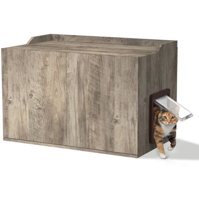 Viviendo - Cat Litter Box Enclosure Side Table, Waterproof Plastic Hidden Cat Box Cabinet with Front Door, Indoor/Outdoor - Gray Viviendo - Cat Litter Box Enclosure Side Table, Waterproof Plastic Hidden Cat Box Cabinet with Front Door, Indoor/Outdoor - Gray