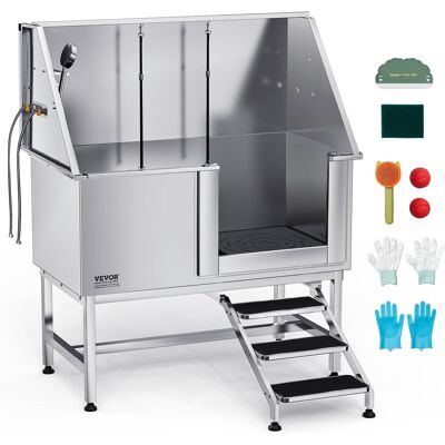 VEVOR - Stainless Steel Dog Washing Station, 50 inch Pet Grooming Tub w/ Stairs, PE Water Filter Board VEVOR - Stainless Steel Dog Washing Station, 50 inch Pet Grooming Tub w/ Stairs, PE Water Filter Board