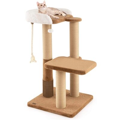 Costway - 44" Cat Tree for Indoor with Plush Padded Perch Scratching Posts Jumping Platform - Caramel,White Costway - 44" Cat Tree for Indoor with Plush Padded Perch Scratching Posts Jumping Platform - Caramel,White