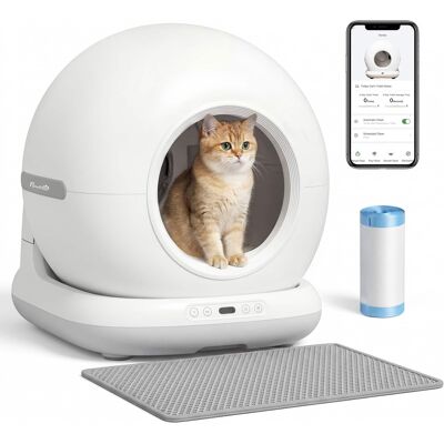 Pawhut - Automatic Litter Box, Self Cleaning Litter Box, App Control, Odor & Noise Control, Safety Sensors - White Pawhut - Automatic Litter Box, Self Cleaning Litter Box, App Control, Odor & Noise Control, Safety Sensors - White