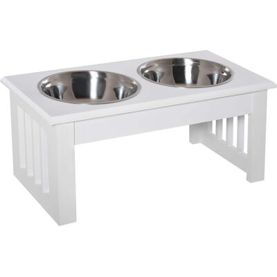 Pawhut - 6" Height Small Puppy Feeding Station for Messy Pets, Elevated Dog Bowls, Food Stand Pet Feeding Station - White Pawhut - 6" Height Small Puppy Feeding Station for Messy Pets, Elevated Dog Bowls, Food Stand Pet Feeding Station - White