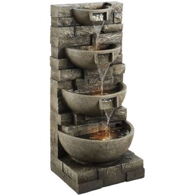 VEVOR - Outdoor Water Fountain, 35.63-Inch Tall 4-Tier Cascading Design with LED Light and Pump, Modern Block Stack Style - Dark Gray VEVOR - Outdoor Water Fountain, 35.63-Inch Tall 4-Tier Cascading Design with LED Light and Pump, Modern Block Stack Style - Dark Gray