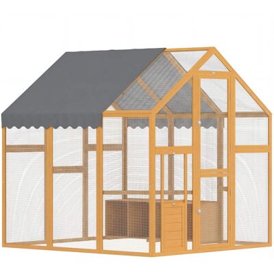 Pawhut - Wooden Chicken Run with Waterproof & Anti-UV Cover, for 6-8 Chickens, for Backyard - Yellow Pawhut - Wooden Chicken Run with Waterproof & Anti-UV Cover, for 6-8 Chickens, for Backyard - Yellow