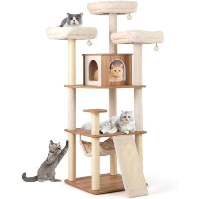 Gymax - 68'' Large Cat Tower w/ 3 Padded Perches Condo Sisal Scratching Posts & Ramp Gymax - 68'' Large Cat Tower w/ 3 Padded Perches Condo Sisal Scratching Posts & Ramp