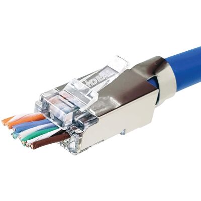 IDEAL - Shielded Feed-Thru CAT-6A/6/5-E Modular Plugs for Larger Diameter Conductors 25 Pack - Metallic IDEAL - Shielded Feed-Thru CAT-6A/6/5-E Modular Plugs for Larger Diameter Conductors 25 Pack - Metallic