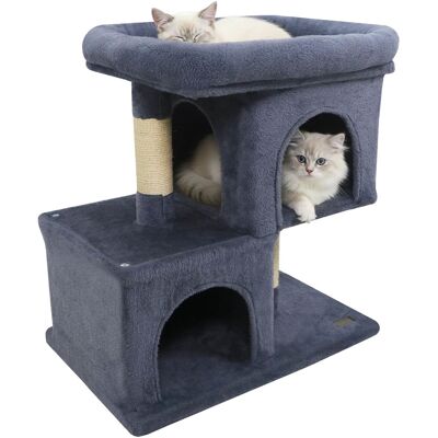 Gymax - 25.5'' Cat Tree w/2 Large Condo Padded Top Perch Sisal Scratching Posts for Cats Grey - Gray Gymax - 25.5'' Cat Tree w/2 Large Condo Padded Top Perch Sisal Scratching Posts for Cats Grey - Gray