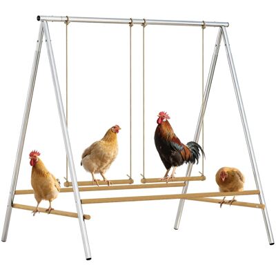 Pawhut - Chicken Perch for Coop, Chicken Roosting Bars with 2 Swings, Coop Accessories for Farm - Silver Pawhut - Chicken Perch for Coop, Chicken Roosting Bars with 2 Swings, Coop Accessories for Farm - Silver