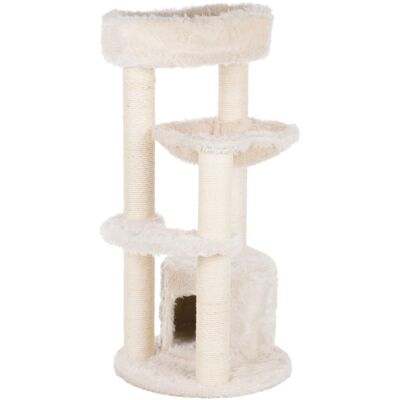 TRIXIE - Baza Junior Jute & Plush 3-Level 39" Cat Tower, Scratching Posts and Condo - Cream TRIXIE - Baza Junior Jute & Plush 3-Level 39" Cat Tower, Scratching Posts and Condo - Cream