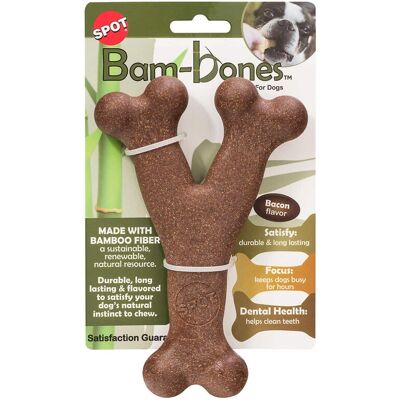 Spot - Bam-bones Bamboo Fibers Bacon-Flavored Wish Bone Pet Toy 1 pk - Brown Spot - Bam-bones Bamboo Fibers Bacon-Flavored Wish Bone Pet Toy 1 pk - Brown