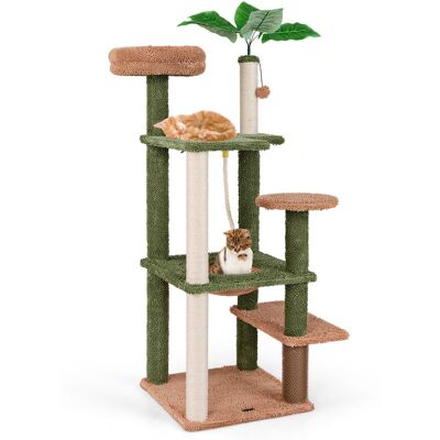 Gymax - 60'' Cat Tree for Indoor Cats Cute Cat Tower w/ Sisal Scratching Posts & Rope - GYM15029 Gymax - 60'' Cat Tree for Indoor Cats Cute Cat Tower w/ Sisal Scratching Posts & Rope - GYM15029