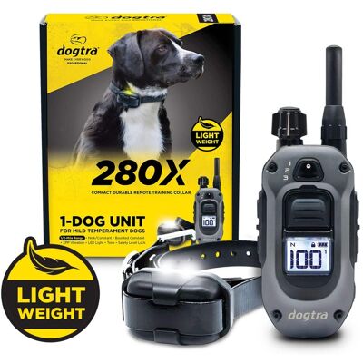 Dogtra - 280X E-Collar with Remote - 1/2 Mile Range, Waterproof, LED Light, Dogs 10 lbs - Gray/Black Dogtra - 280X E-Collar with Remote - 1/2 Mile Range, Waterproof, LED Light, Dogs 10 lbs - Gray/Black