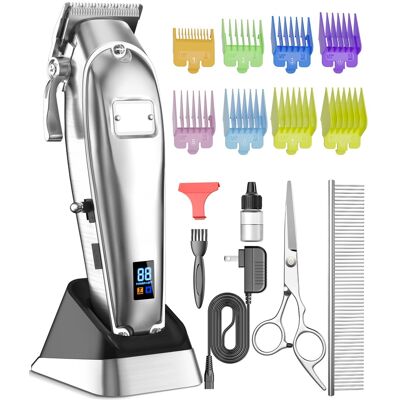 Oneisall - Professional Dog Grooming Clippers for Thick Coats 5 Hours Use Low Noise with Metal Blade Stainless Steel 2 Speed Oneisall - Professional Dog Grooming Clippers for Thick Coats 5 Hours Use Low Noise with Metal Blade Stainless Steel 2 Speed