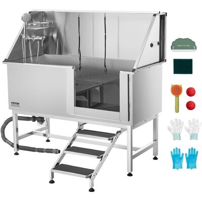 VEVOR - Stainless Steel Dog Washing Station, 62 inch Pet Grooming Tub w/ Stairs, PE Water Filter Board VEVOR - Stainless Steel Dog Washing Station, 62 inch Pet Grooming Tub w/ Stairs, PE Water Filter Board